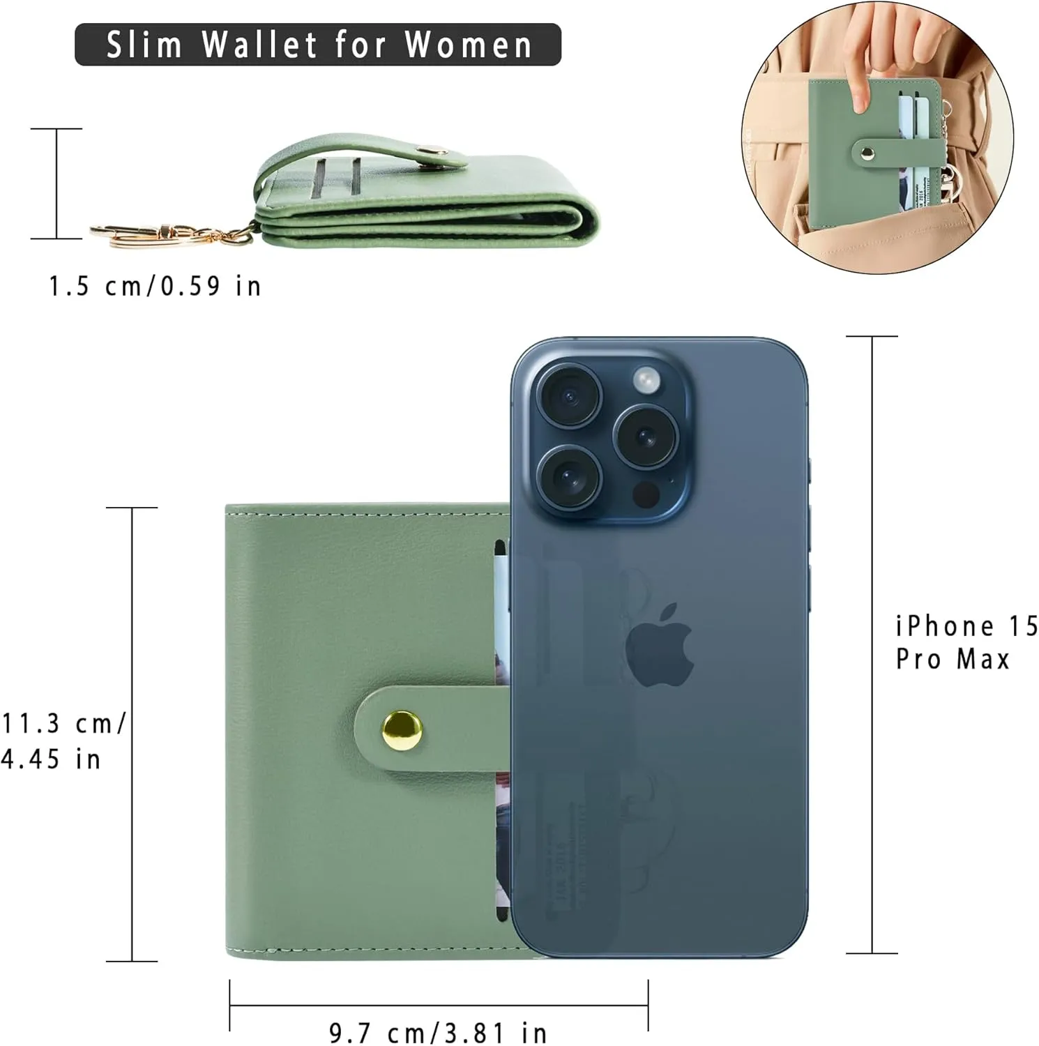 Small Wallets Woman RFID Blocking Leather Credit Card Holder - with ID Window - Card Wallets for Women - with Zipper Coin Purse - Keychain Wallet