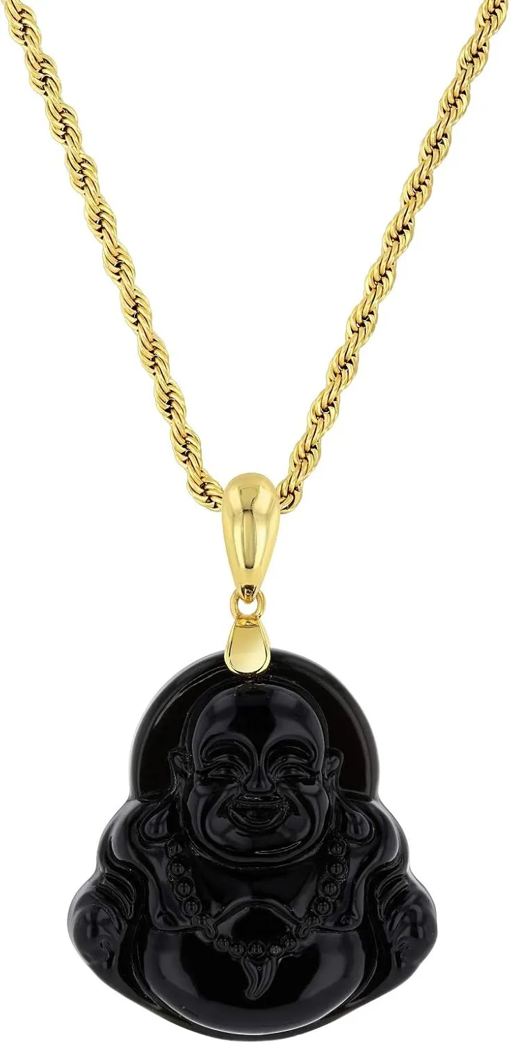 Smiling Laughing Buddha Black Jade Pendant Necklace Rope Chain Genuine Certified Grade A Jadeite Jade Hand Crafted, Jade Neckalce, 14k Gold Filled Buddha necklace, Jade Medallion