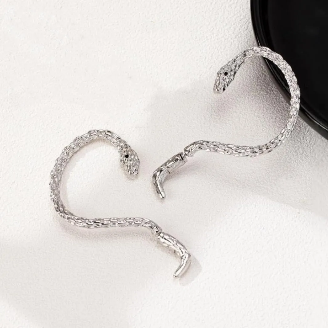 Snake Cuff Earrings for Women Vintage Gothic Punk Detachable Stud Earring Snake Hanging Statement Party Holiday Jewelry 2Pcs