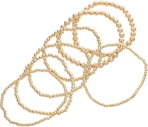SOIMISS Women's Gold Bracelet Set 7pcs Beaded Stretch Bracelets Stackable Friendship Jewelry