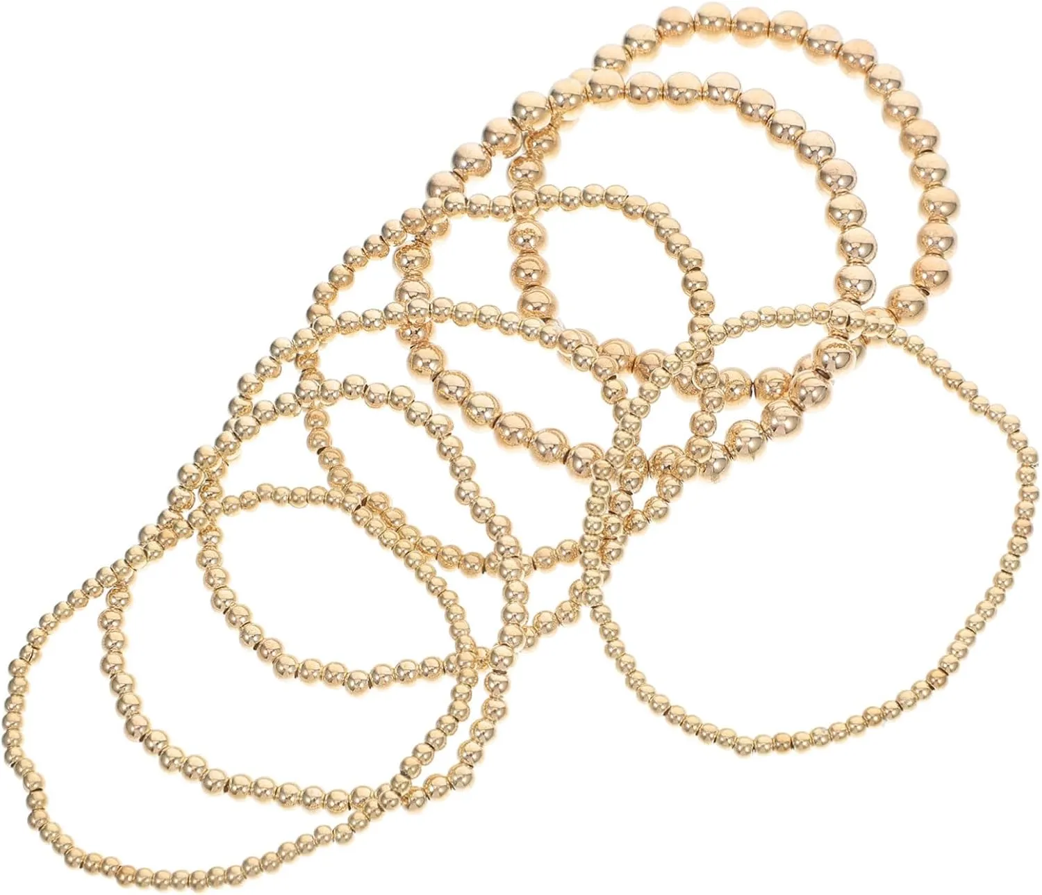 SOIMISS Women's Gold Bracelet Set 7pcs Beaded Stretch Bracelets Stackable Friendship Jewelry