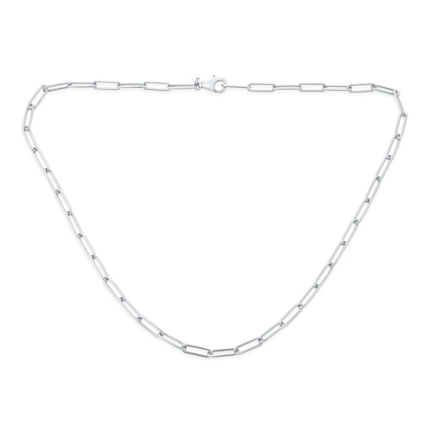 Solid 14K Gold Over Sterling Silver Italian Paperclip Chain Necklace for Men