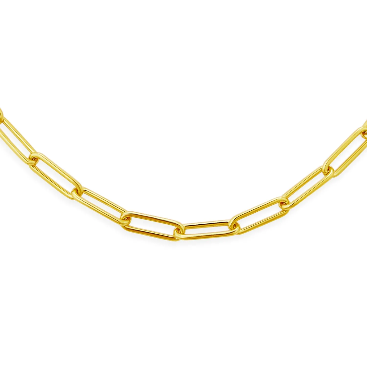 Solid 14K Gold Over Sterling Silver Italian Paperclip Chain Necklace for Men