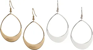 SPUNKYsoul Crescent Hammered Paddle Bucket Earrings in Gold or Silver for Women