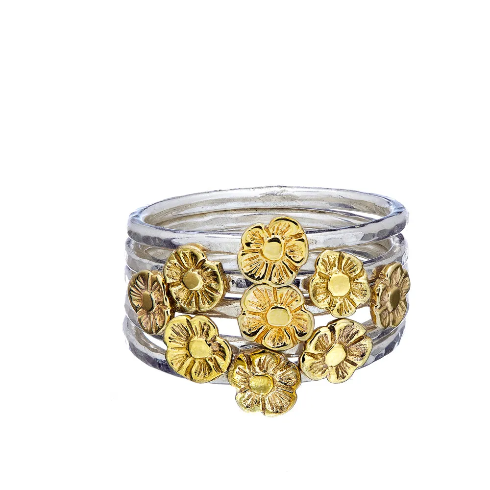 Stacking Rings with Gold Celtic Symbols