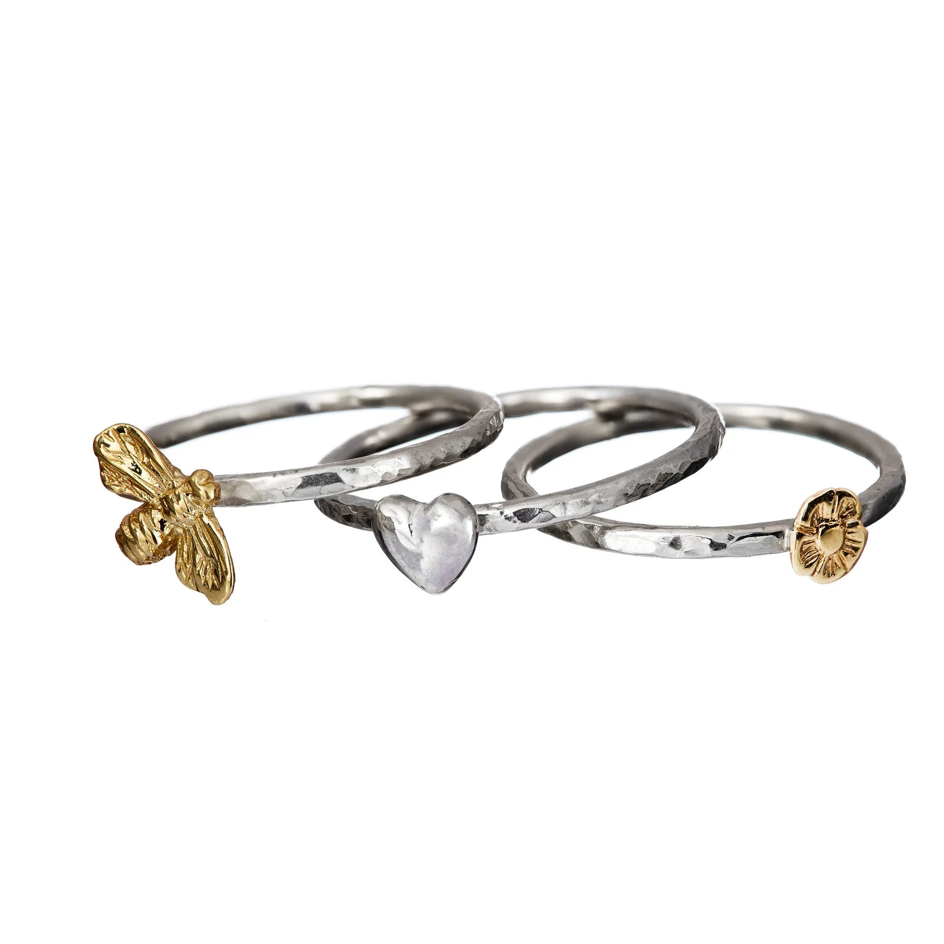 Stacking Rings with Gold Celtic Symbols