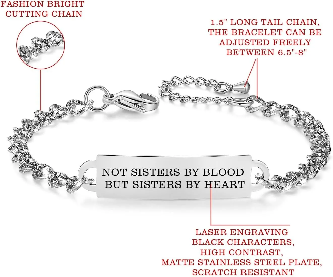Stainless Steel Friendship Bracelets for Best Friends/Sisters/Couples - Inspirational Gift to Celebrate Your Bond