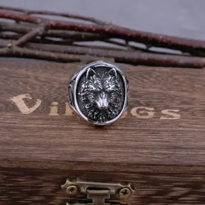 Stainless Steel Viking Wolf Head Ring