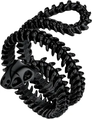 Stainless Steel/Gold Plated/Black Snake Vertebrae Looped Bone Cast Ring Biker Rings for Men Women Punk Gothic Jewelry(with Gift Box)