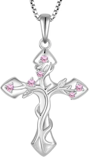 STARCHENIE Cross Necklace for Women 925 Sterling Silver Tree of Life Pendant Crucifix Jewelry