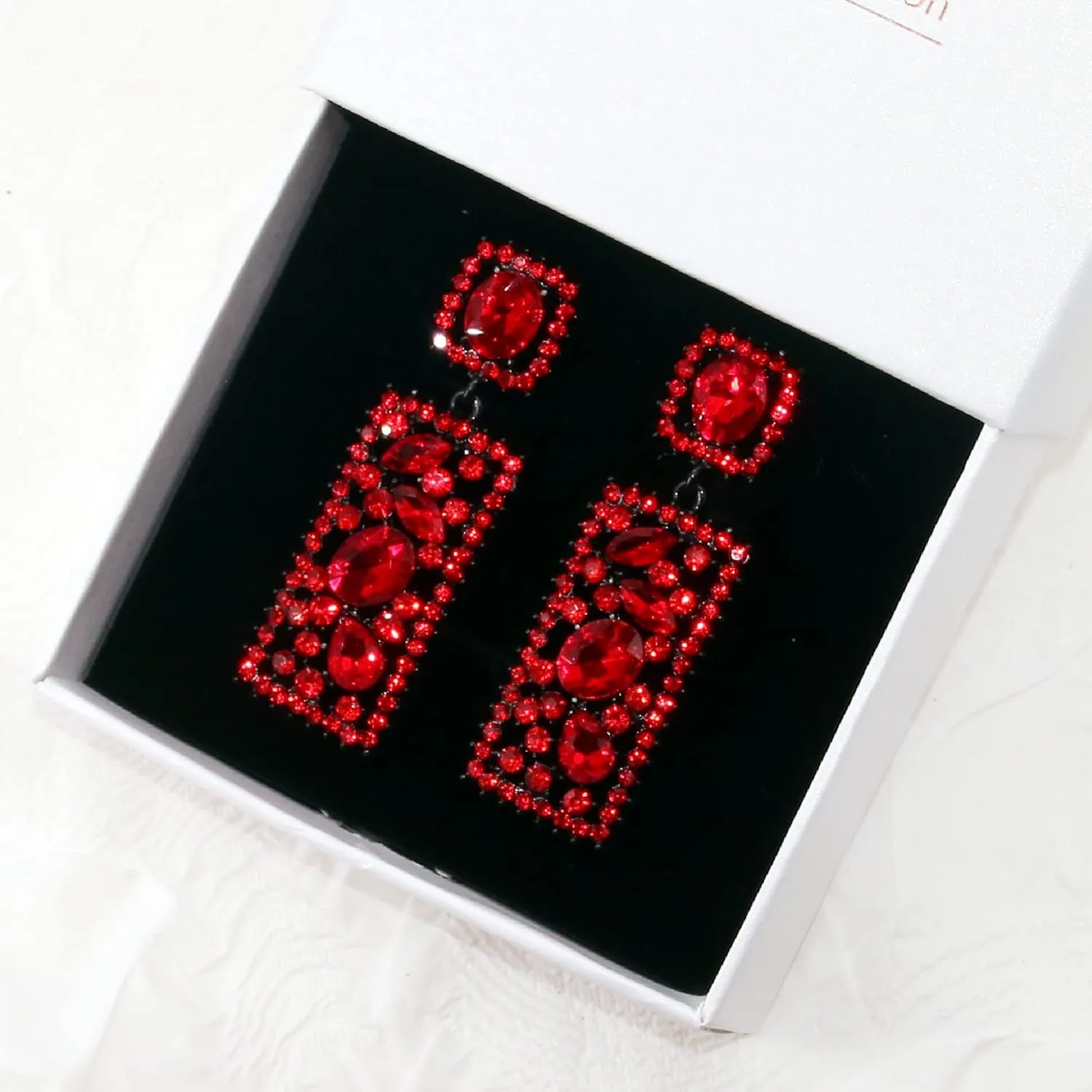 Statement Earrings for Women Rectangle Dangle Crystal Vintage Style Art Deco Prom Party Rhombus Geometric