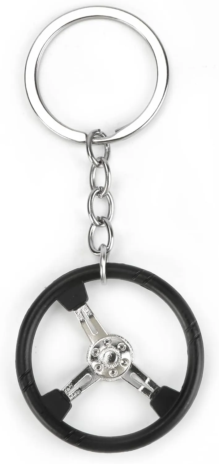 Steering Wheel Keychain,Steering Wheel Metal Keychain for Car Lovers,Boyfriend Keychain Gift, Racing Enthusiast Gift,Stylish Car Keychain