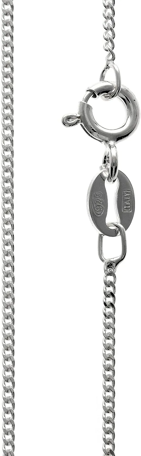 Sterling Silver 14" 16" 18" 20" 24" 28" 32" 36" 40" Inch 1.1 mm Delicate Italian Diamond Cut Curb Chain Necklace