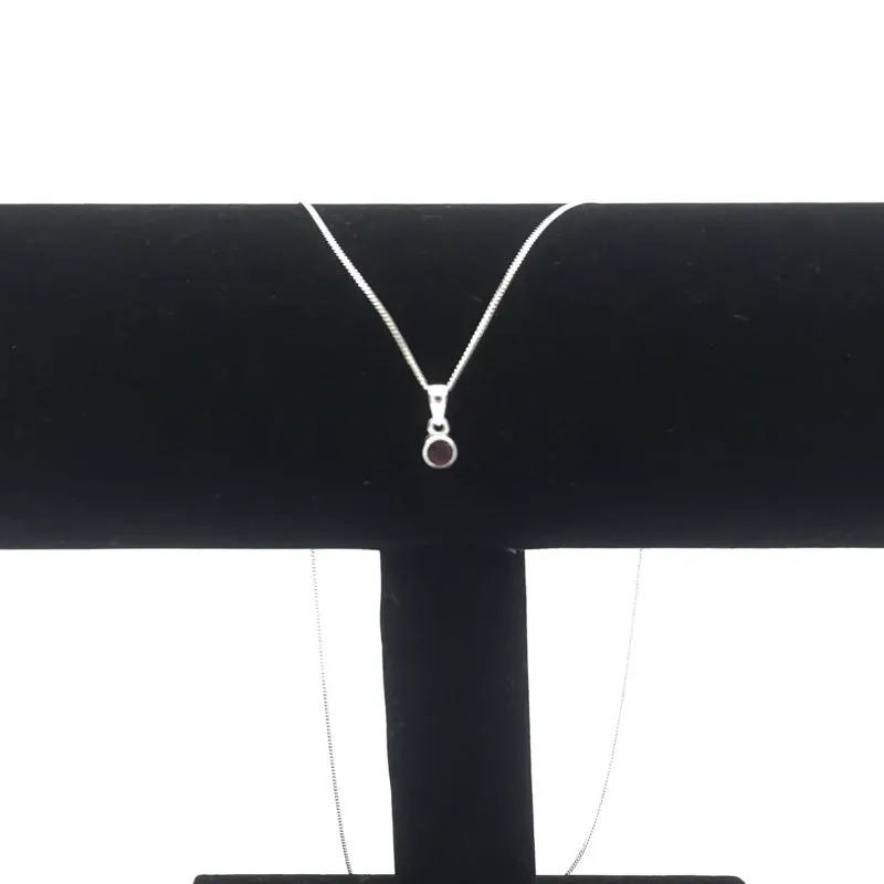 Sterling Silver 4mm Purple CZ Birthstone Pendant (Feb)