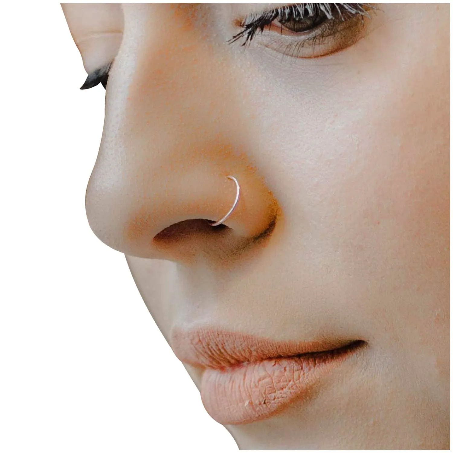 Sterling Silver Adjustable Hoop Nose Ring - 24 Gauge 5-6mm | Thin Delicate Discrete | Tragus Hoop | Upper Cartialage Piercing Hoop