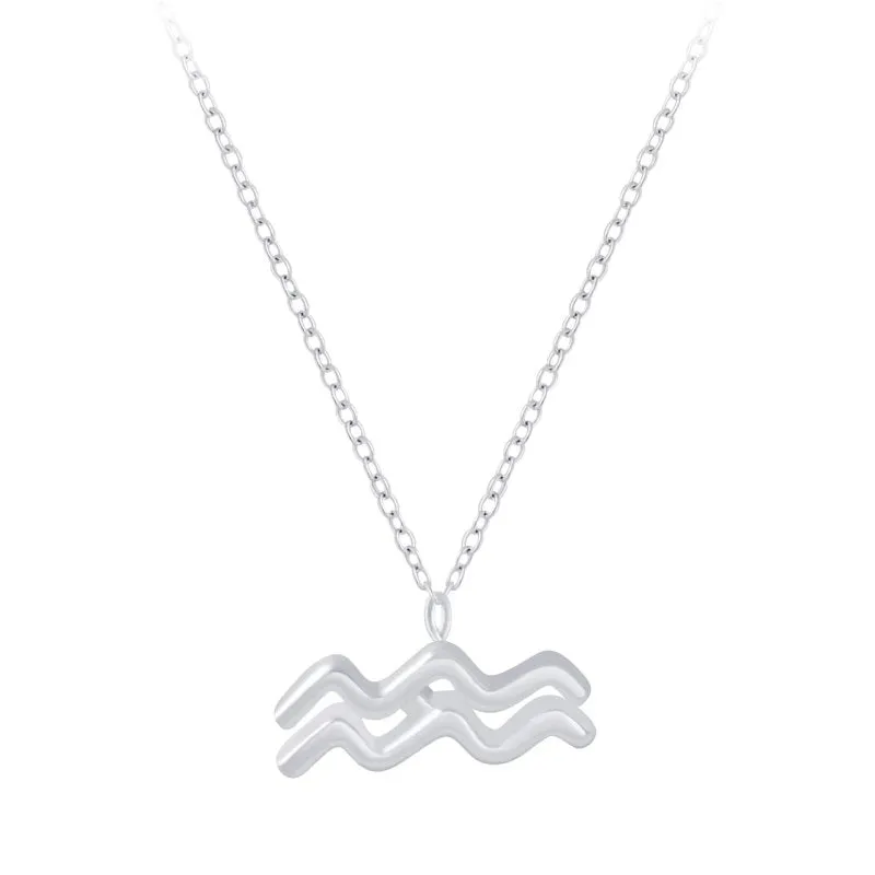 Sterling Silver Aquarius Zodiac Sign Necklace