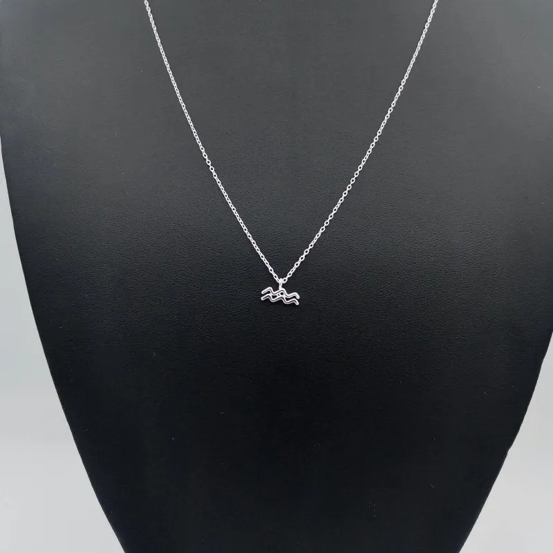 Sterling Silver Aquarius Zodiac Sign Necklace
