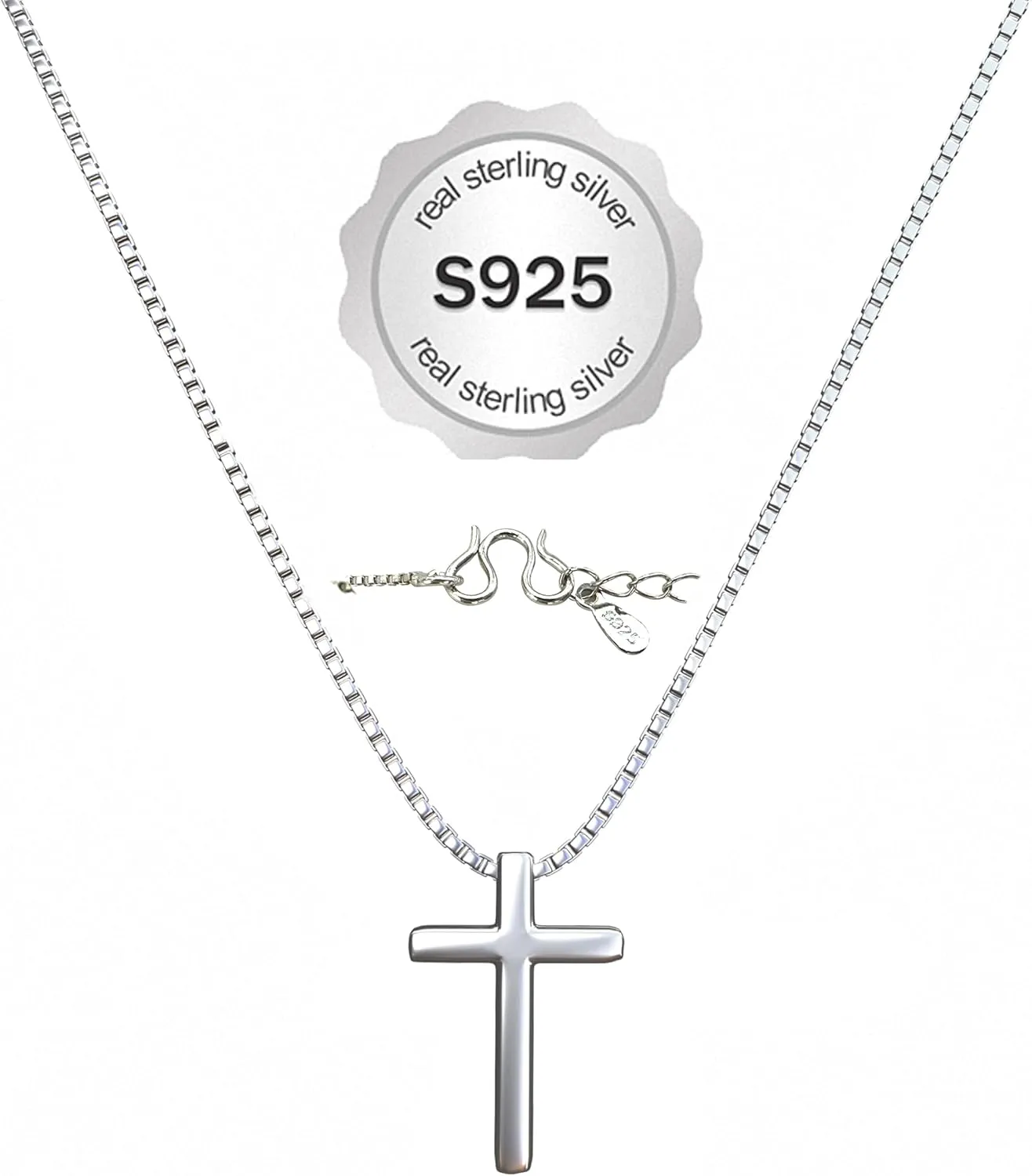 Sterling Silver Cross Necklaces for Women, S925 Dainty Silver Cross Pendant Necklace Small Cross Necklace Box Chains Christian Necklace Jewelry Gifts for Women Teen Mother Birthday