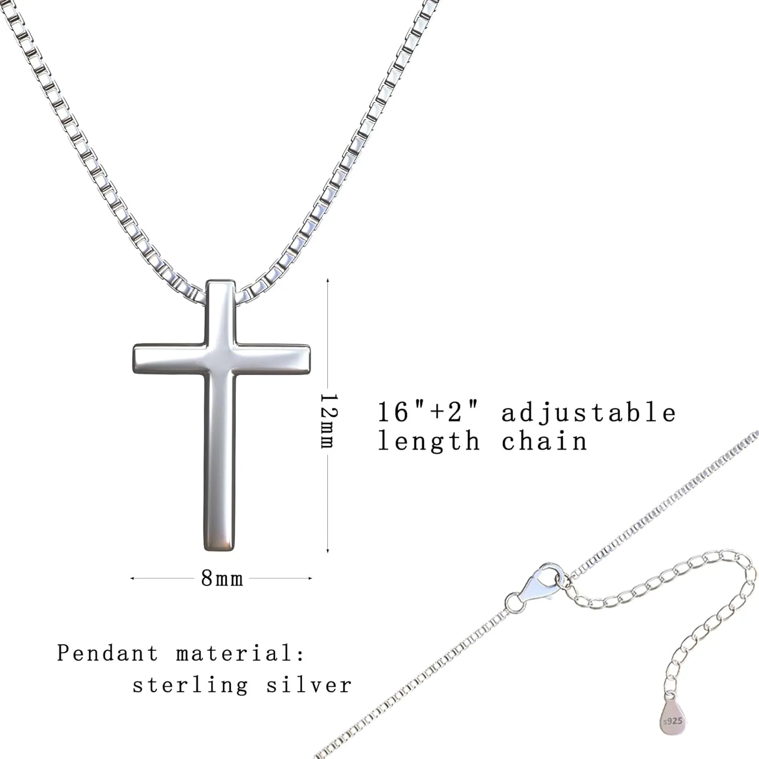 Sterling Silver Cross Pendant Necklace : Tiny Delicate Jewelry for Women- Ideal Gift for Special Occasions - Beautiful Clothing Accessory