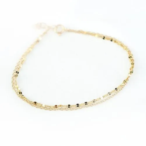 Sterling Silver Double Strand Valentino/Rolo Anklet
