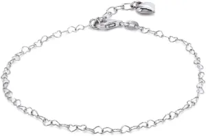 Sterling Silver Jewelry - Rhodium Plated 925 Stamp - Interlinked Chain & Drop Heart Anklet - Stylish Beautifully Designed for Women - 9" Long   1" Extender