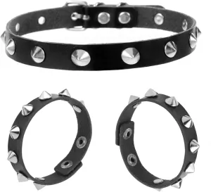 Studded Leather Choker Necklace and Bracelets Set for 80s 90s Vintage Women Men Punk Rock Emo Goth Jewelry Scene Costume Accessories