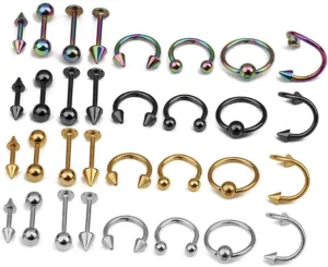 Stylish 16pcs Tongue Ring Set Industrial Piercing Jewelry for Women Jewelry Body Jewlery Mixed Designs Steel