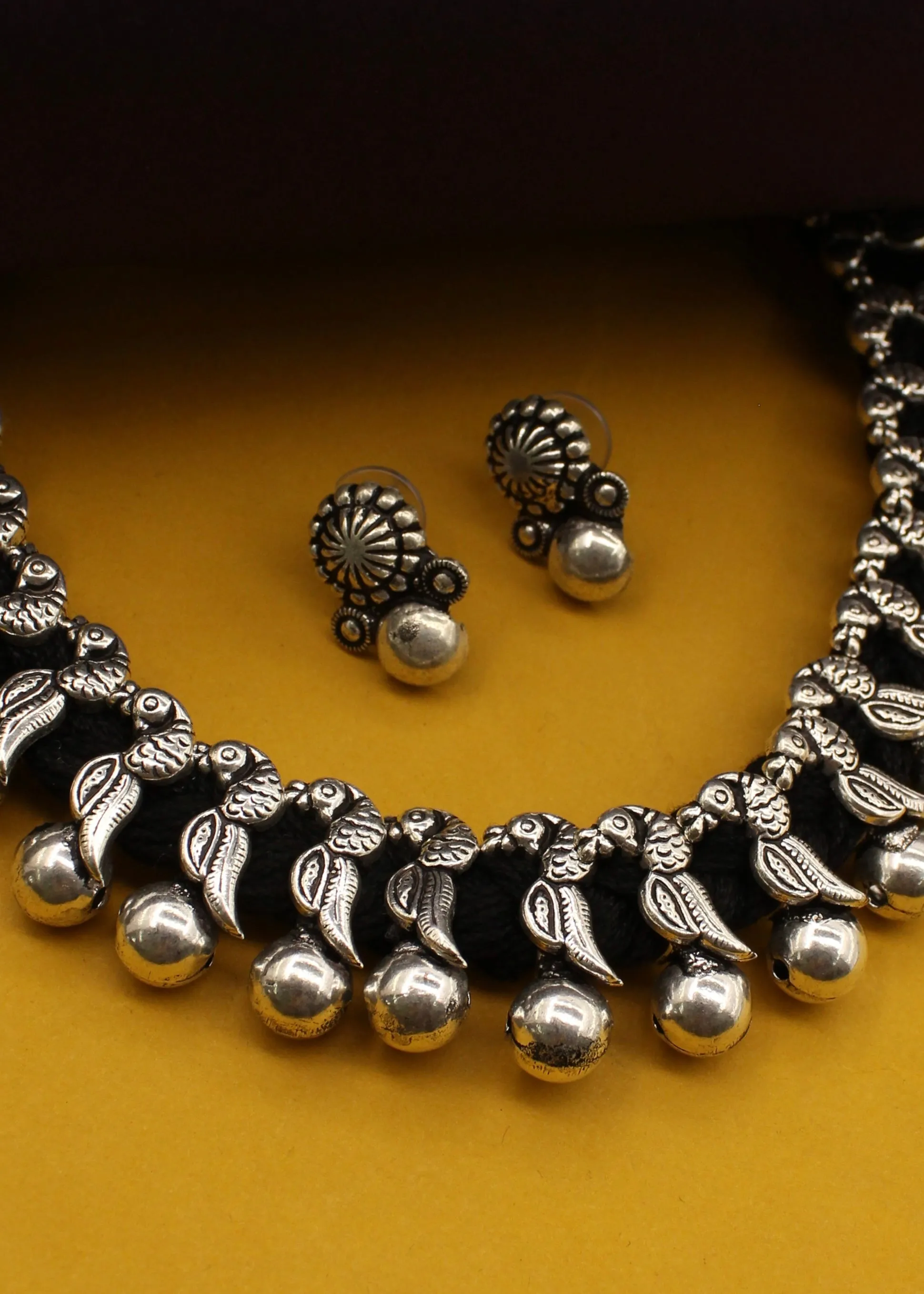 STYLISH PEACOCK OXIDISED NECKLACE