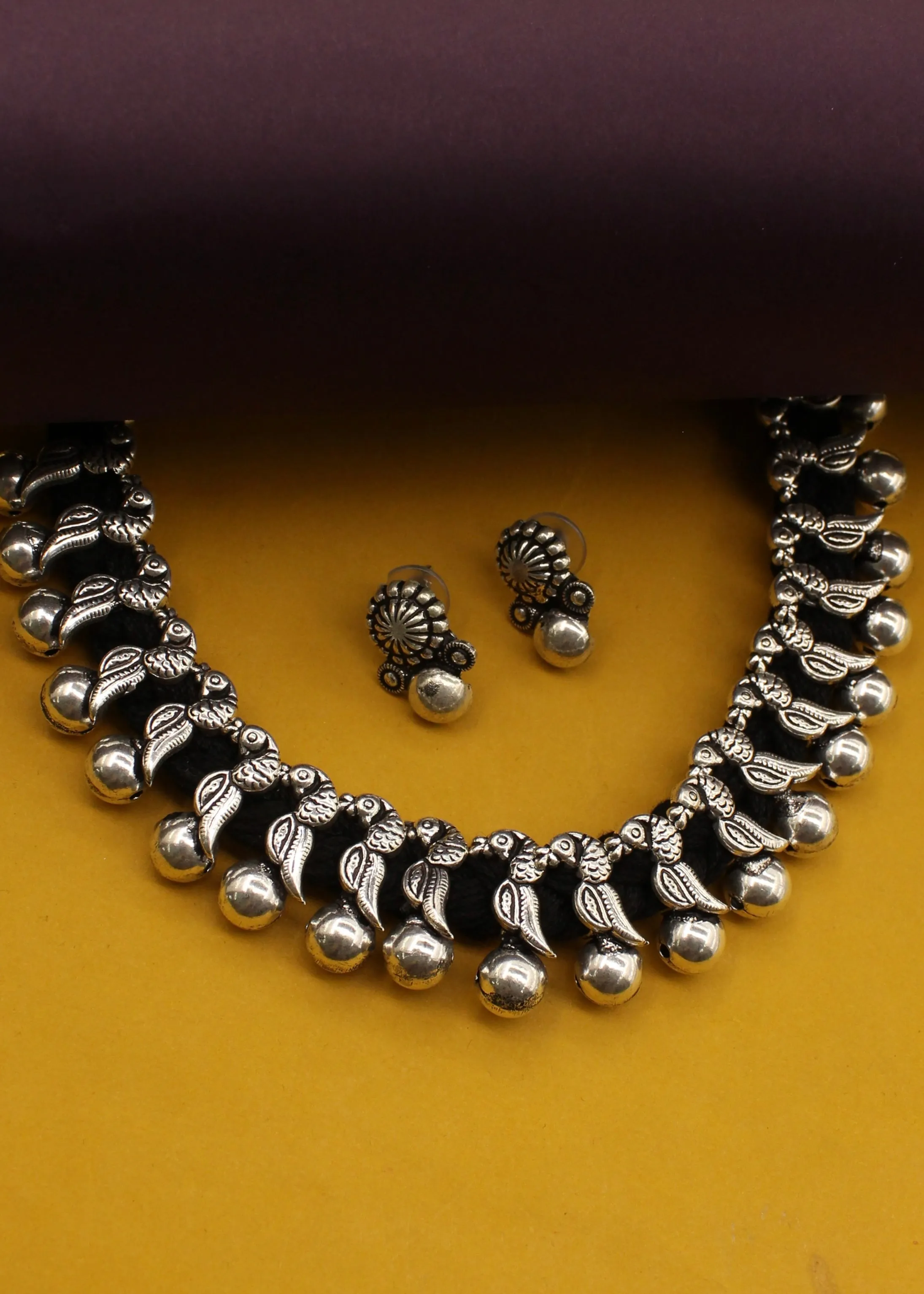 STYLISH PEACOCK OXIDISED NECKLACE
