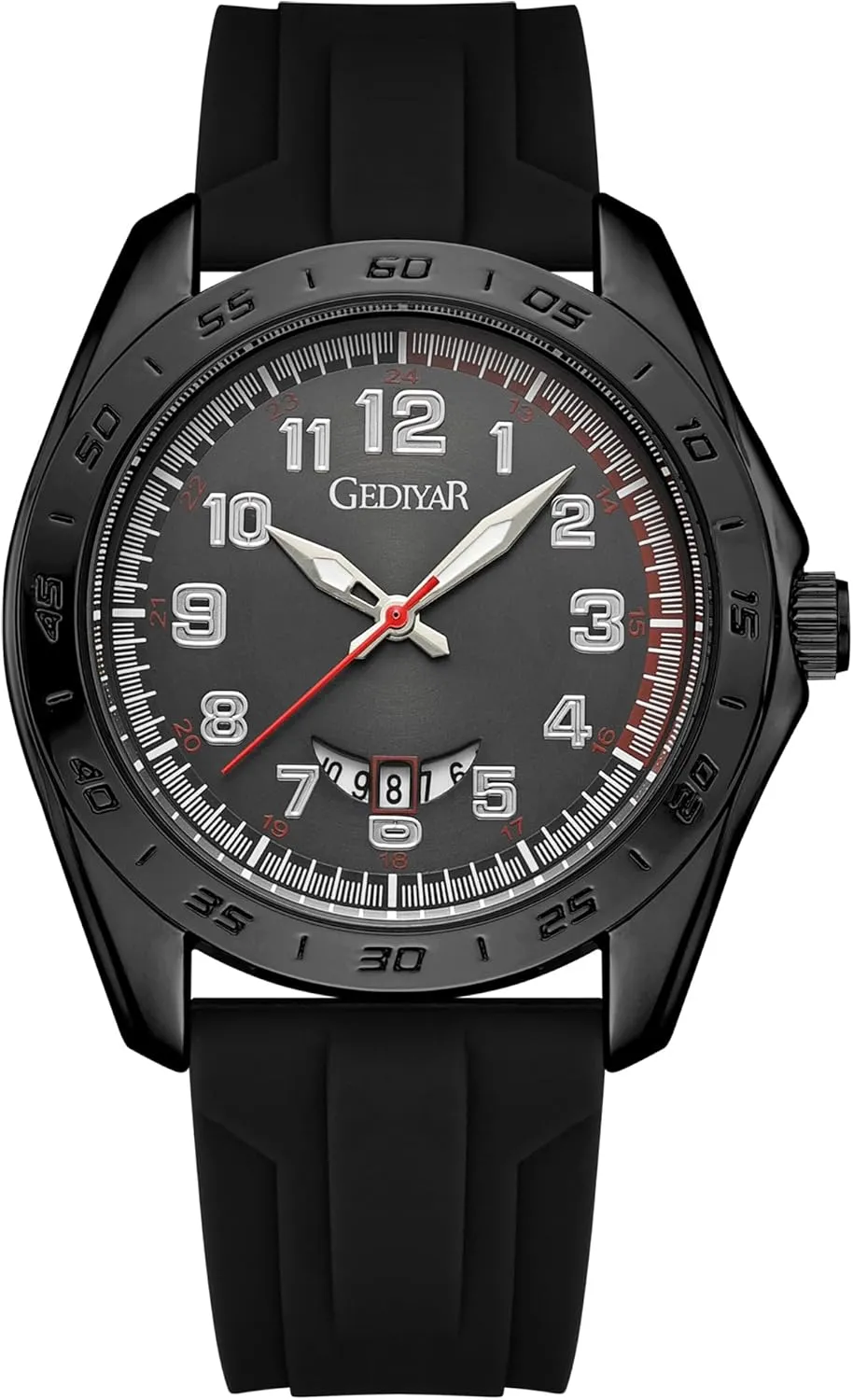 Stylish Wrist Watches for Mens,Arabic Numbers Casual Business Sport Military Waterproof Rubber Silicone Band Calendar Analog Watch for Men