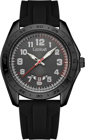 Stylish Wrist Watches for Mens,Arabic Numbers Casual Business Sport Military Waterproof Rubber Silicone Band Calendar Analog Watch for Men