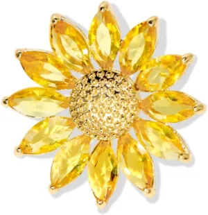 Sunflower Brooch Pin Yellow Crystal Flower Petal Lapel Brooches for Women Girls Fashion Jewelry Gift