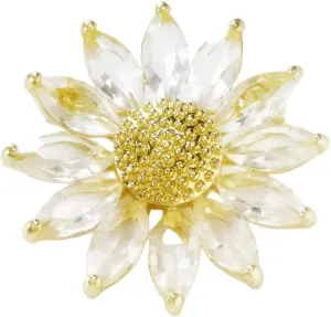 Sunflower Brooch Pin Yellow Crystal Flower Petal Lapel Brooches for Women Girls Fashion Jewelry Gift