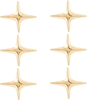 SUPERFINDINGS 6Pcs Gold Star Brooch Pin Cross Star Lapel Brooch Pin Four-pointed Stars Brooches Alloy Fashion Simple Broochpin Lucky Pin Broochpin for Hat Collar Scarves Dress Jackets Backpacks
