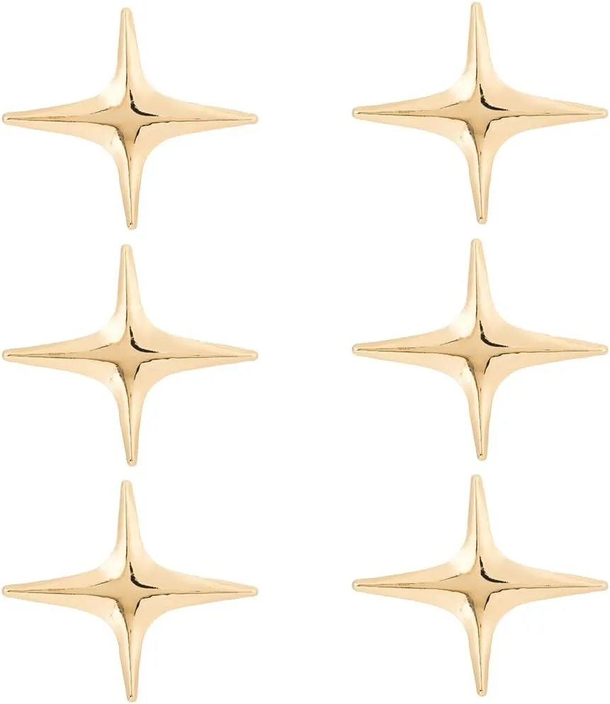 SUPERFINDINGS 6Pcs Gold Star Brooch Pin Cross Star Lapel Brooch Pin Four-pointed Stars Brooches Alloy Fashion Simple Broochpin Lucky Pin Broochpin for Hat Collar Scarves Dress Jackets Backpacks