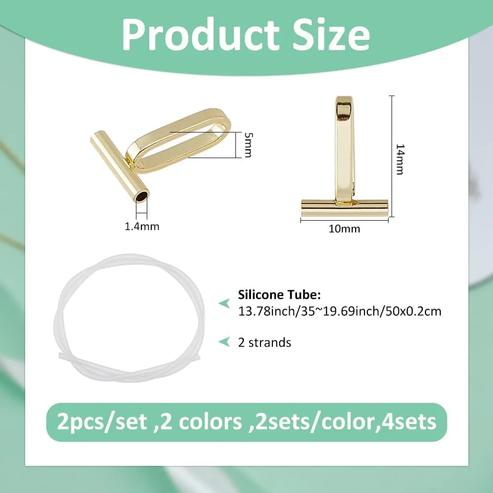 SUPERFINDINGS 8PCS 2 Colors Alloy Pin to Pendant Converter Brooch Charms Converters Convert Pin to Necklace Platinum & Light Gold Brooch Converters with Siliconetube Hose DIY, Hole: 1.4mm
