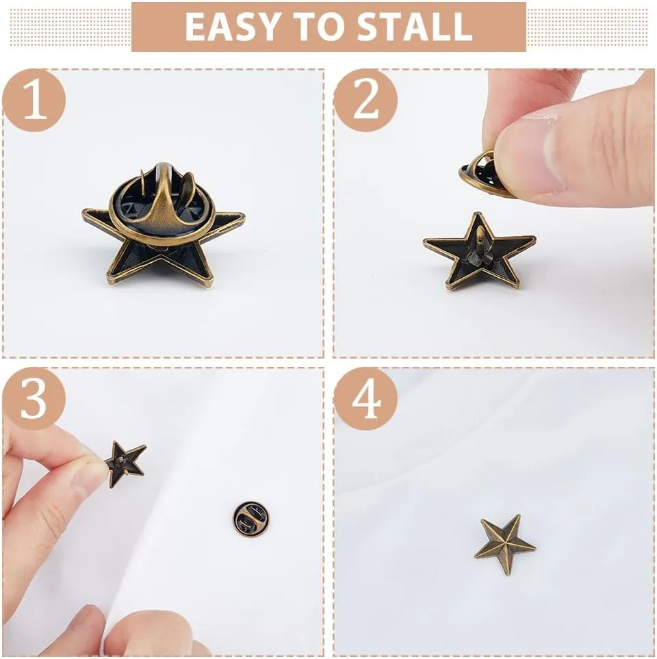 SUPERFINDINGS Alloy Star Badge Lapel Pin Brooches Military Award Pins July Memorial Day Stars for Backpack Clothes