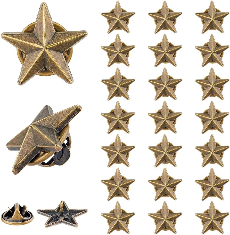 SUPERFINDINGS Alloy Star Badge Lapel Pin Brooches Military Award Pins July Memorial Day Stars for Backpack Clothes