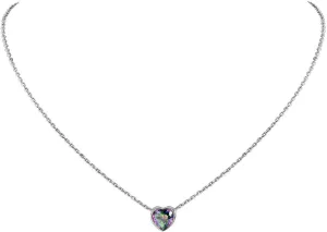 Suplight Dainty 925 Stelring Silver Heart Shape/Round Pendant Necklace, Cubic Zirconia/Rainbow Topaz Necklace Jewelry for Women(with Gift Box)