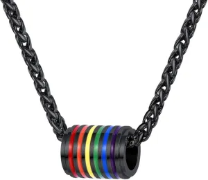 Suplight Hypoallergenic 925 Sterling Silver/Stainless Steel LGBT Bar/Dog Tag/Bead Pendant Necklace, Custom Engraved Rainbow Flag Lesbian Gay Pride Jewelry for Men Women with Gift Box