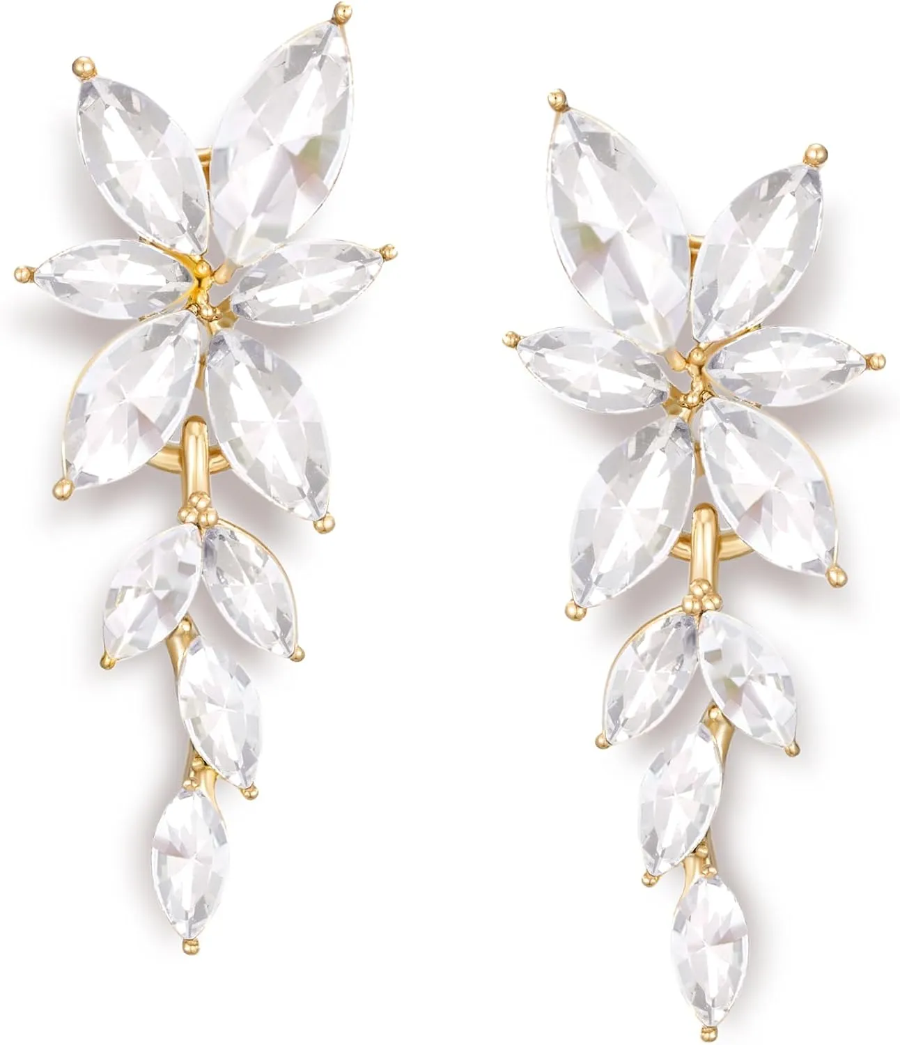 SWEETV Marquise Rhinestone Wedding Earrings for Brides Bridesmaids, Elegant Bridal Earrings,Crystal Formal Dangle Drop Earrings for Women Prom Jewelry Gifts