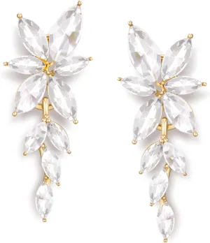 SWEETV Marquise Rhinestone Wedding Earrings for Brides Bridesmaids, Elegant Bridal Earrings,Crystal Formal Dangle Drop Earrings for Women Prom Jewelry Gifts