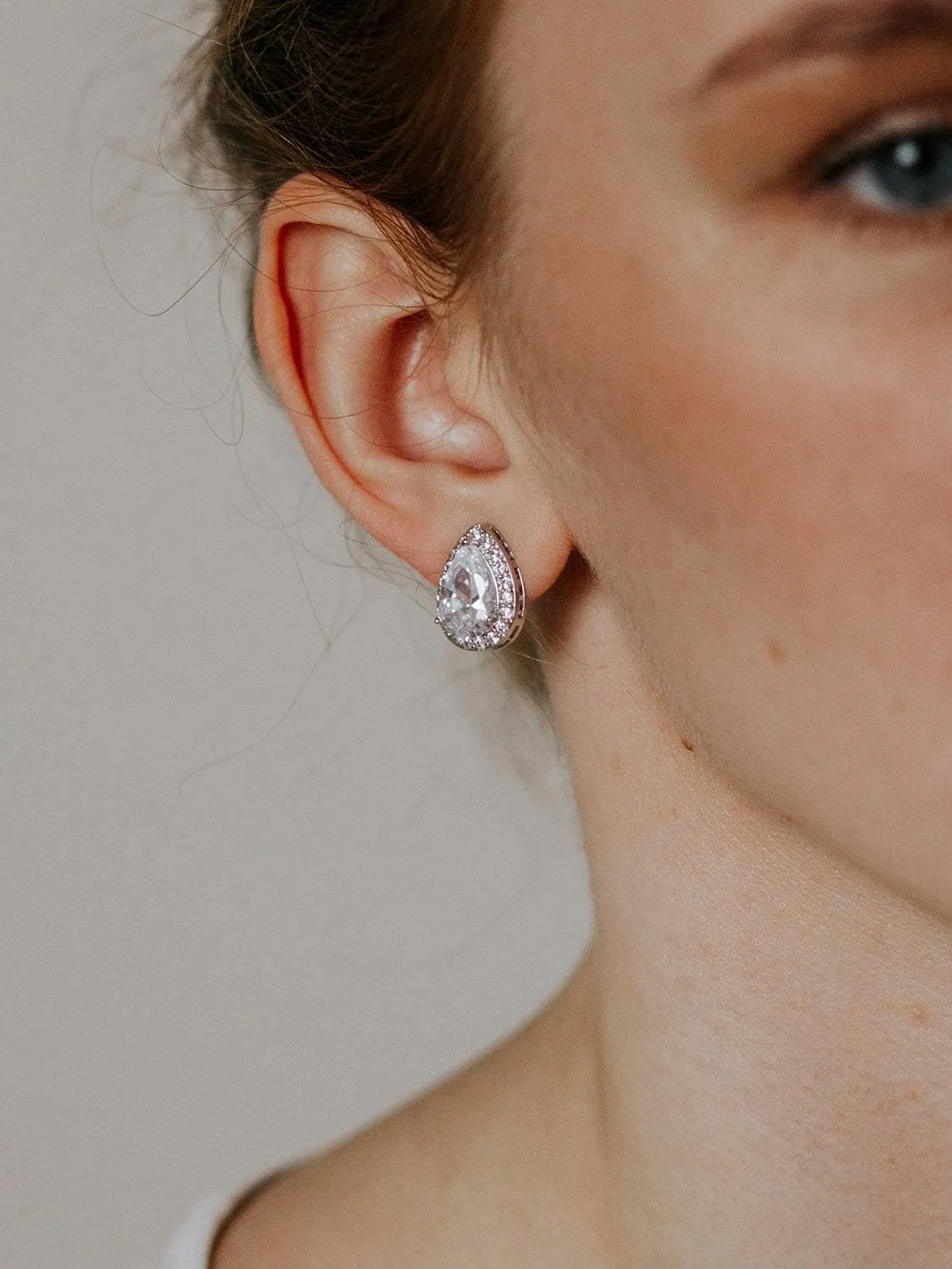 SWEETV Teardrop Bridal Earrings for Wedding, Prom - Elegant Cubic Zirconia Stud Earrings for women, brides, bridesmaids