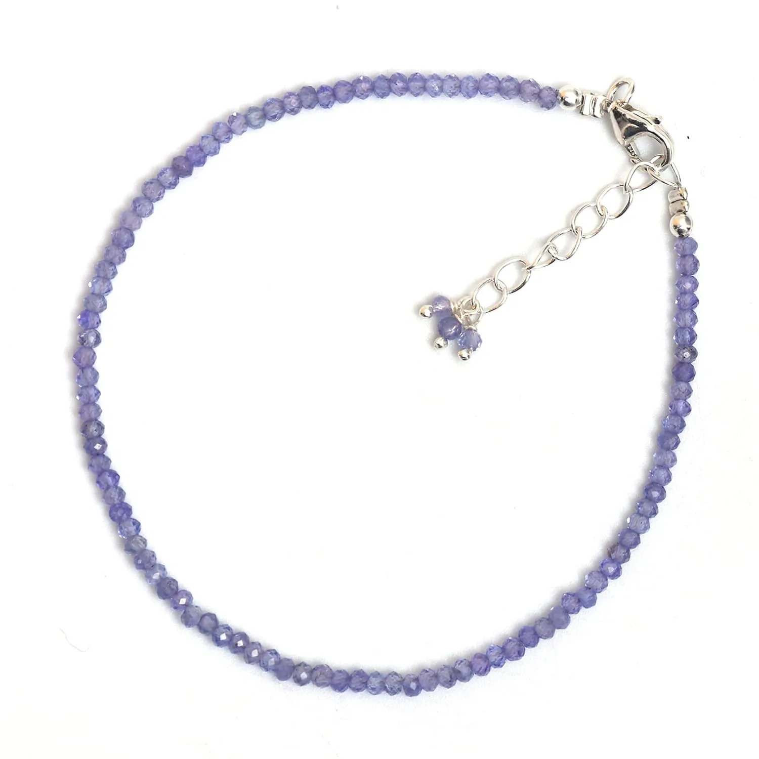 Tanzanite Beaded Bracelet for Girls, Faceted Beads 2.4-2.5 mm, Tanzanite Crystal Bracelet, December Birthstone Jewelry, Healing Gifts for Her 8 inches Adjustable Chain
