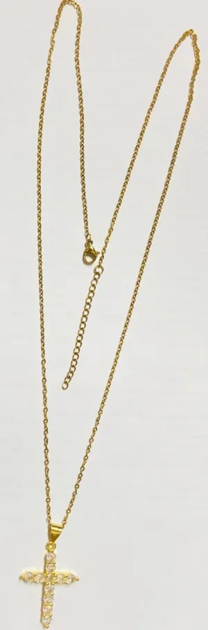 TAP Diamond Cross Pendant Jewelry 14K Gold Plated Cross Necklace for Women Men