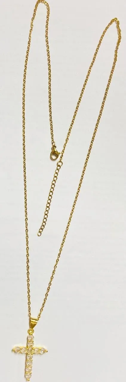 TAP Diamond Cross Pendant Jewelry 14K Gold Plated Cross Necklace for Women Men