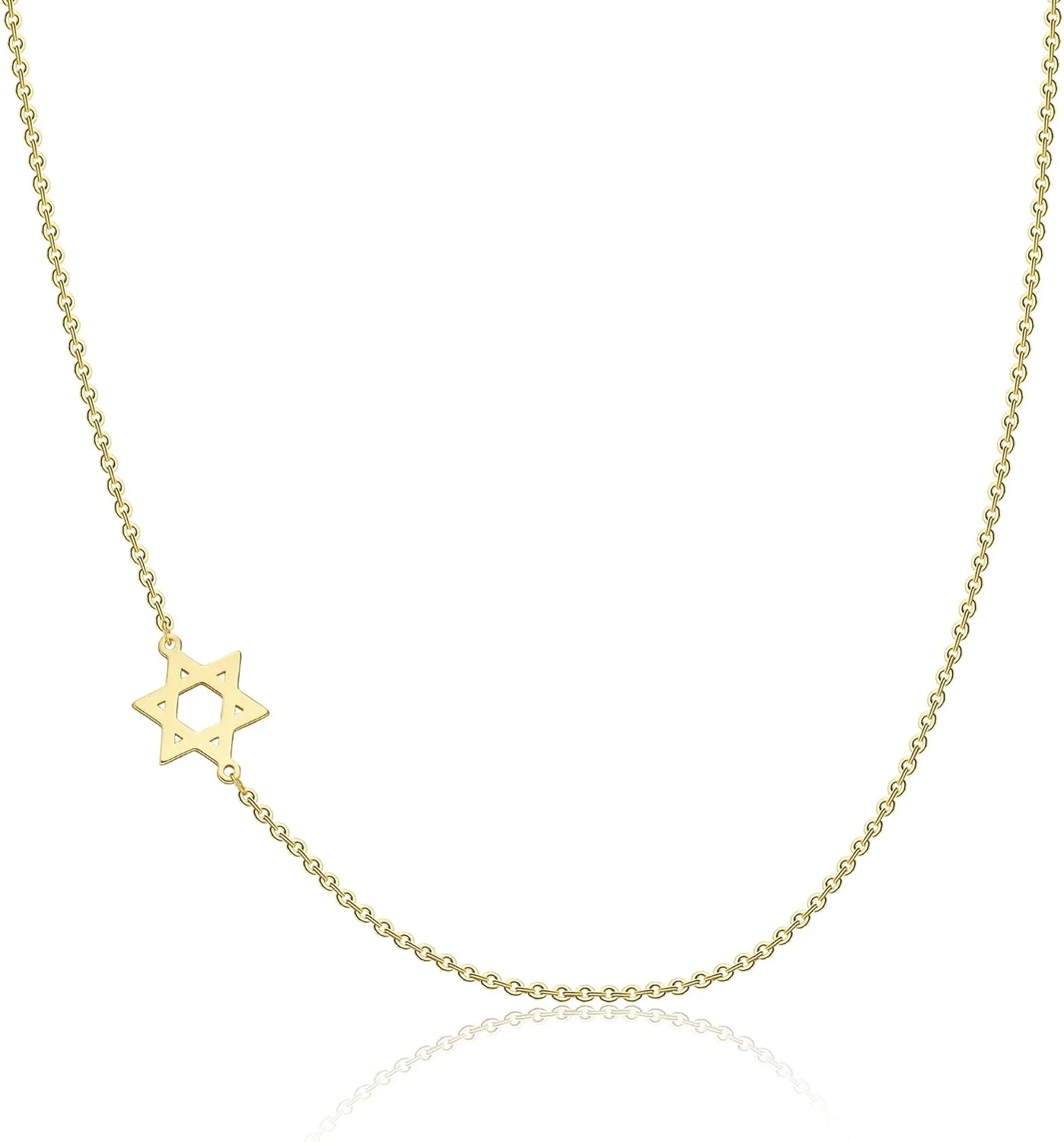 Tasiso Dainty Moon and Star Pendant Necklace for Women 14K Gold Crescent Moon Long Necklace Delicate Tiny Star Charm Necklace Minimalist Jewelry