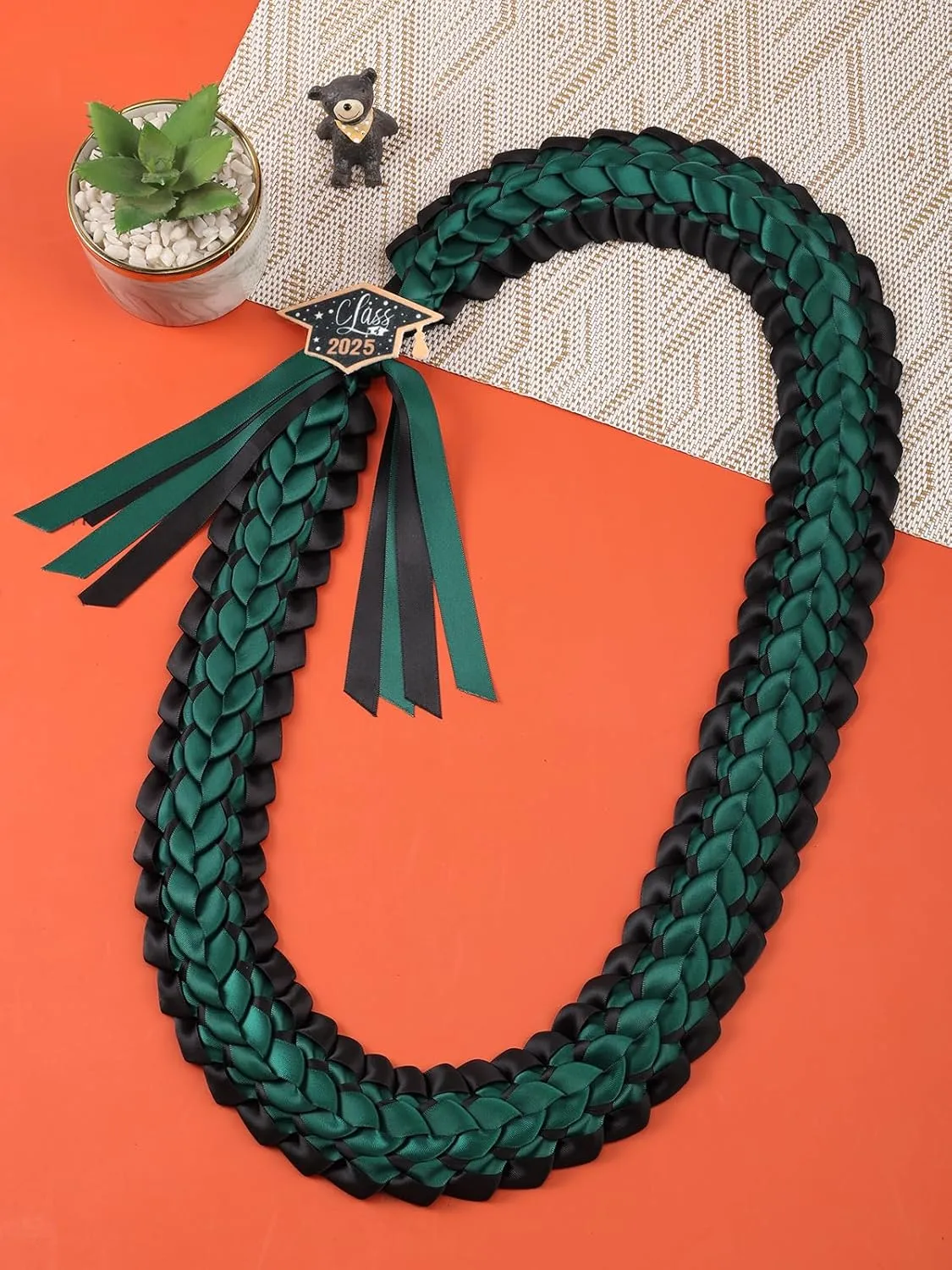 TFTAFAN Graduation Lei Class of 2025 Graduation Ribbon Leis Graduation Necklace Braided Necklaces Graduation Leis gift Party Accessories for Women and Men