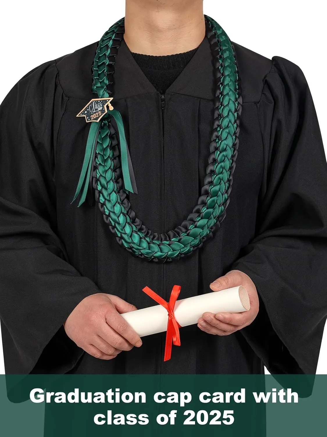 TFTAFAN Graduation Lei Class of 2025 Graduation Ribbon Leis Graduation Necklace Braided Necklaces Graduation Leis gift Party Accessories for Women and Men
