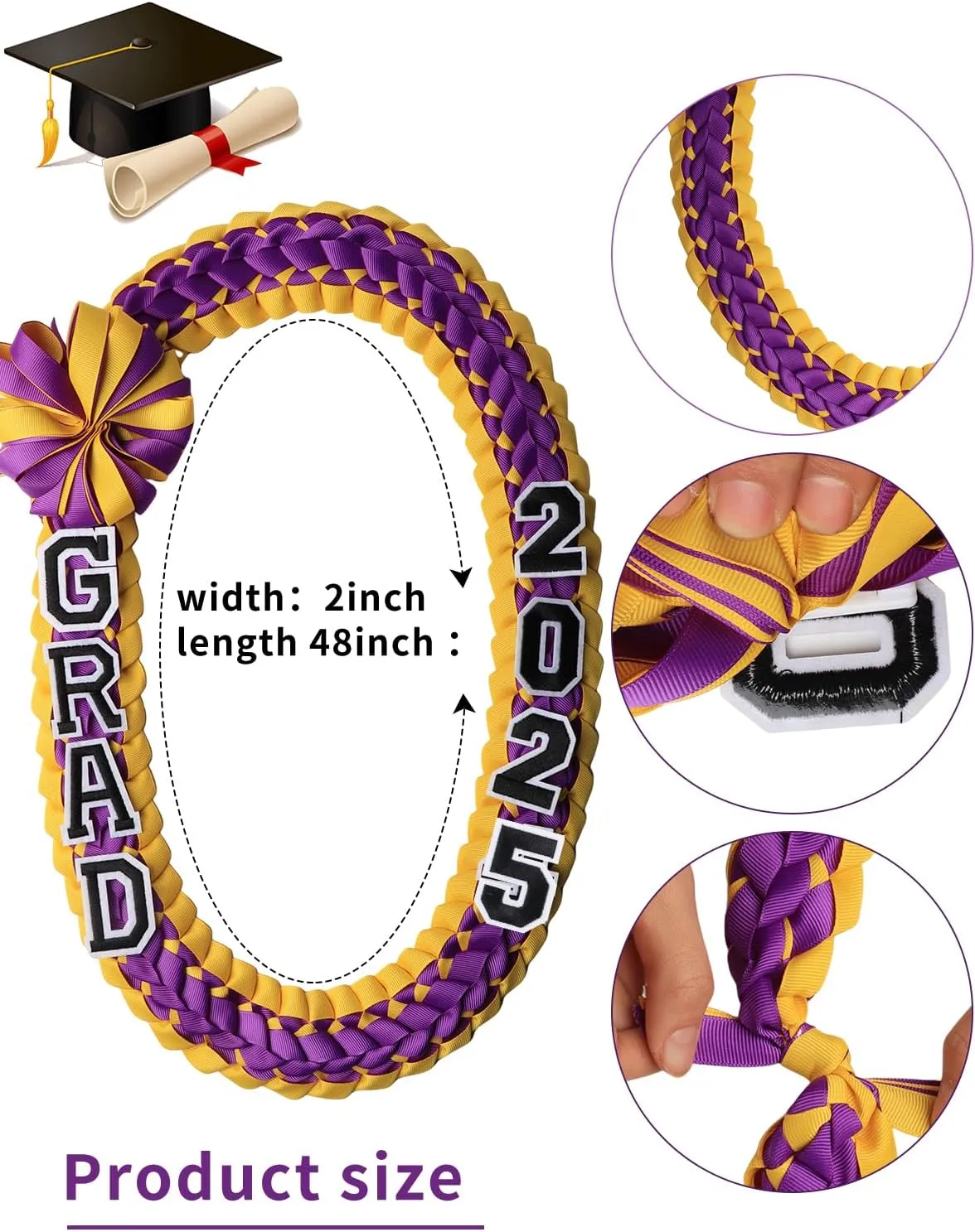 TFTAFAN Graduation Leis Grad 2025 money lei Graduation Leis Graduation Necklace Braided Necklaces For High School College Graduation DIY Decors Party Supplies